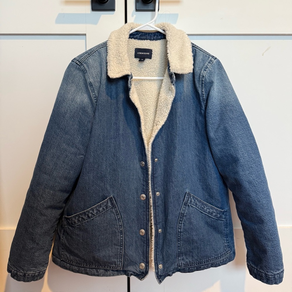 J. Crew Jeans Blue Denim Jacket with Sherpa Lining